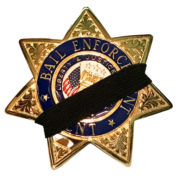 Bail Enforcement Officer Badge with Badgeart Mourning Band Glo-Tone