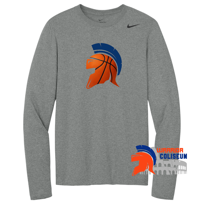 BASKETBALL HELMET TEAM NIKE RLEGEND LONG SLEEVE TEE - GRAY