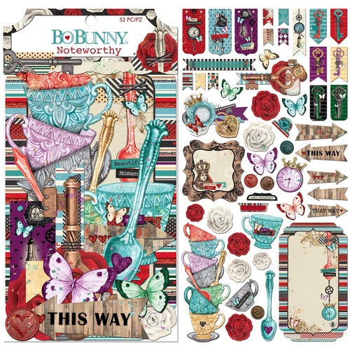 BoBunny Noteworthy Land Of Wonder 52pcs Die-cut Embellishments - SCRAPBOOKFARE