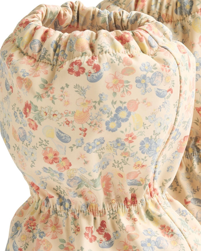 Floral patterned fabric with a focus on texture and color.