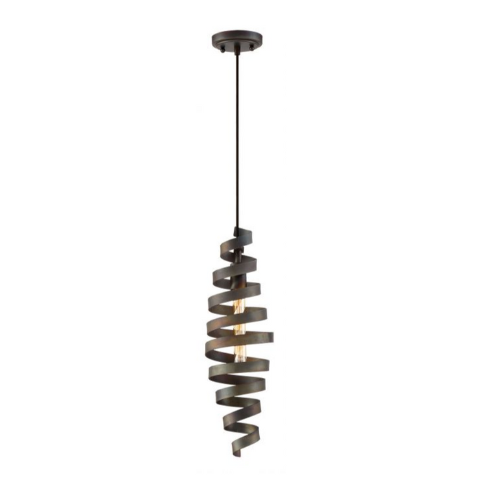 Mini Pendant Craftmade P716MBK1 Spiral Matte Black Metal Mini Pendant Craftmade