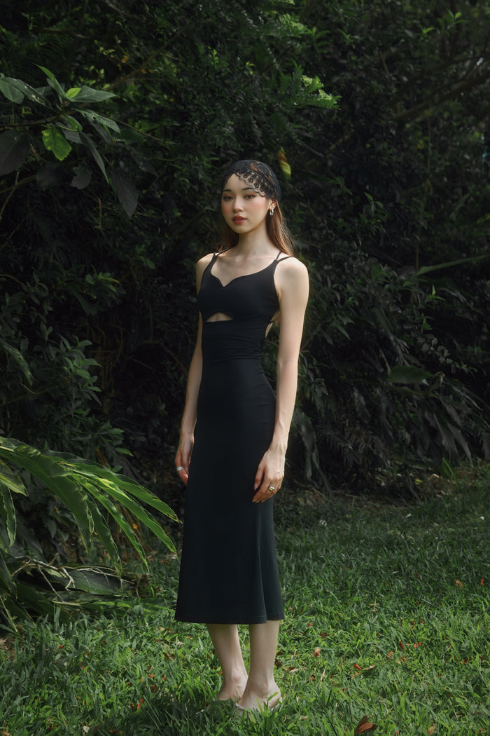 Cross Back Tight Dress | Obsidian Black