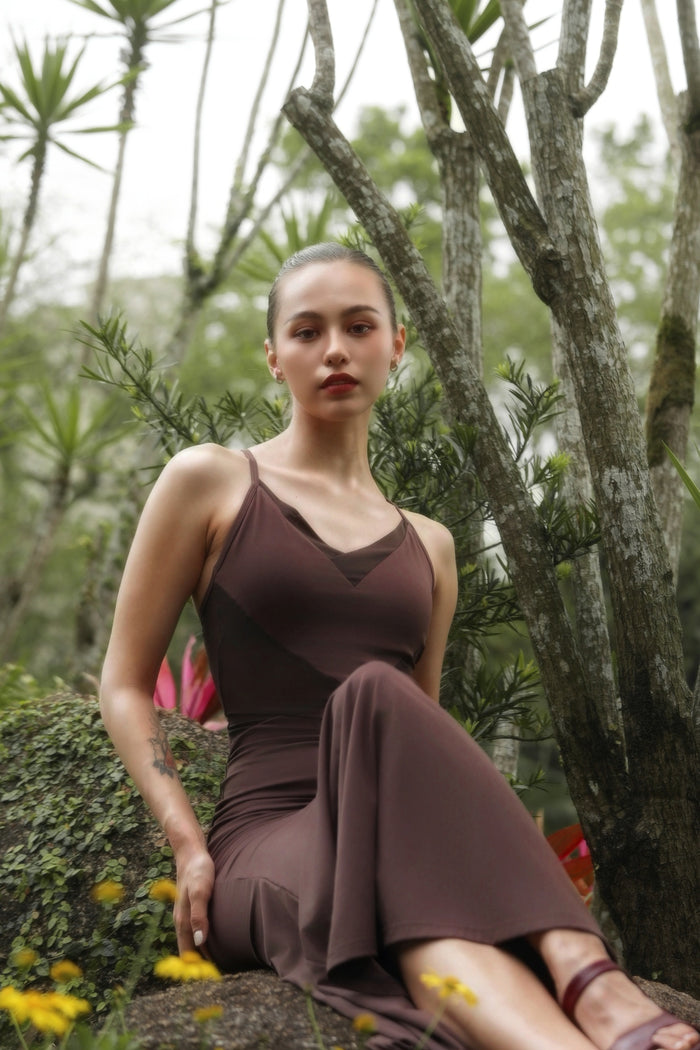 Flora A-Line Dress | Mist Earth Brown