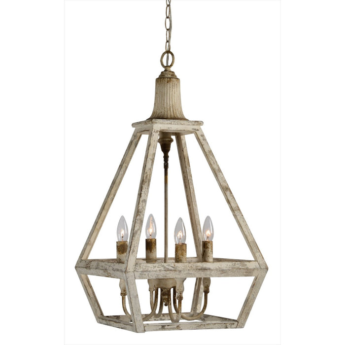 Pendant Forty West Designs 70731 Warner 4 Light Distressed White Pendant Forty West Designs