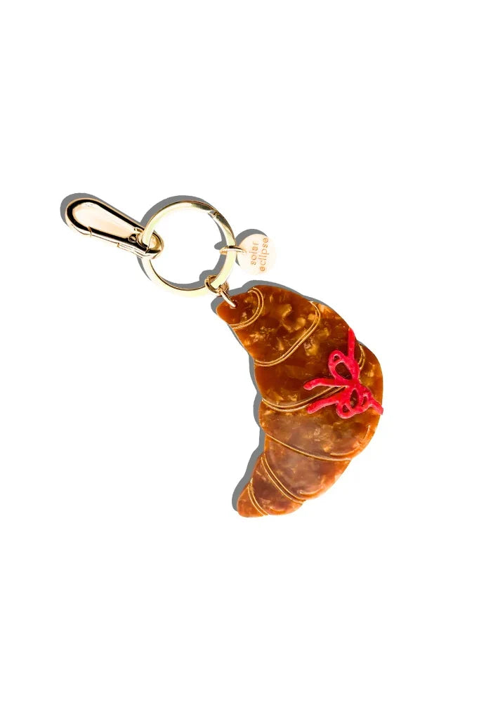 Hand-painted Bow Bag Croissant Bag Charm + Keychain Accessories Solar Eclipse