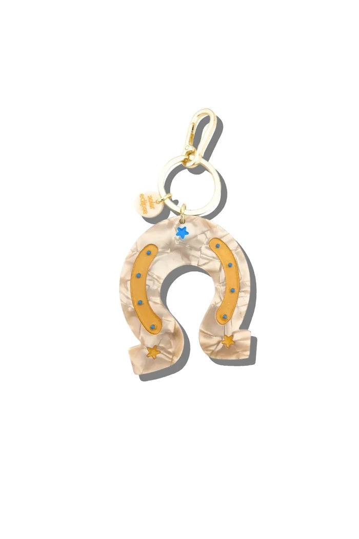 Hand-painted Lucky Horseshoe Bag Charm + Keychain Accessories Solar Eclipse