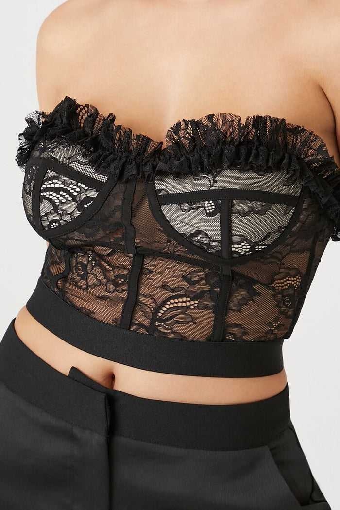 Lace Ruffle-Trim Bustier
