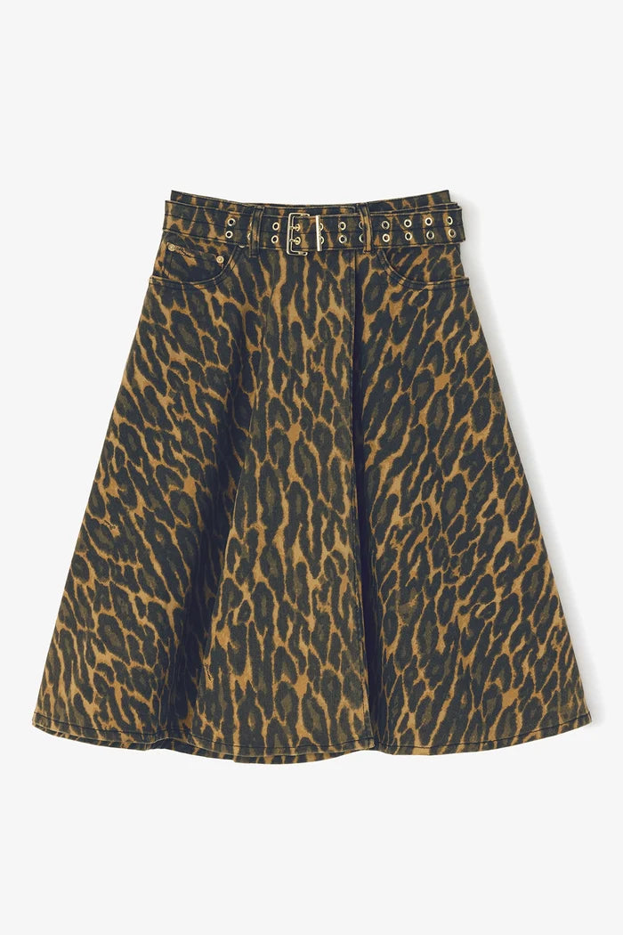 Leopard Denim Wrap Skirt Skirts Ganni