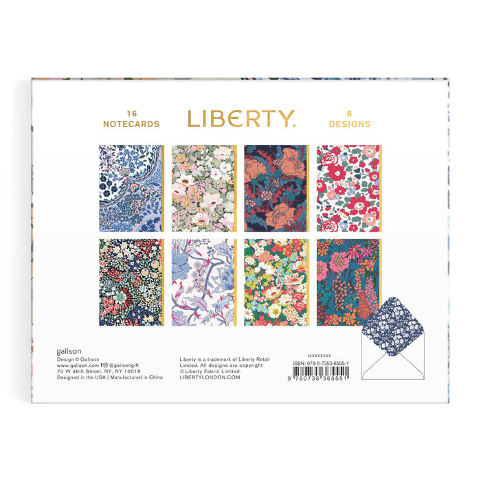Eight Liberty London floral notecard patterns included in greeting card set