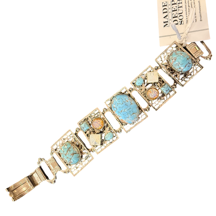 Made in the Deep South | 1960s Turquoise-Blue Panel Bracelet