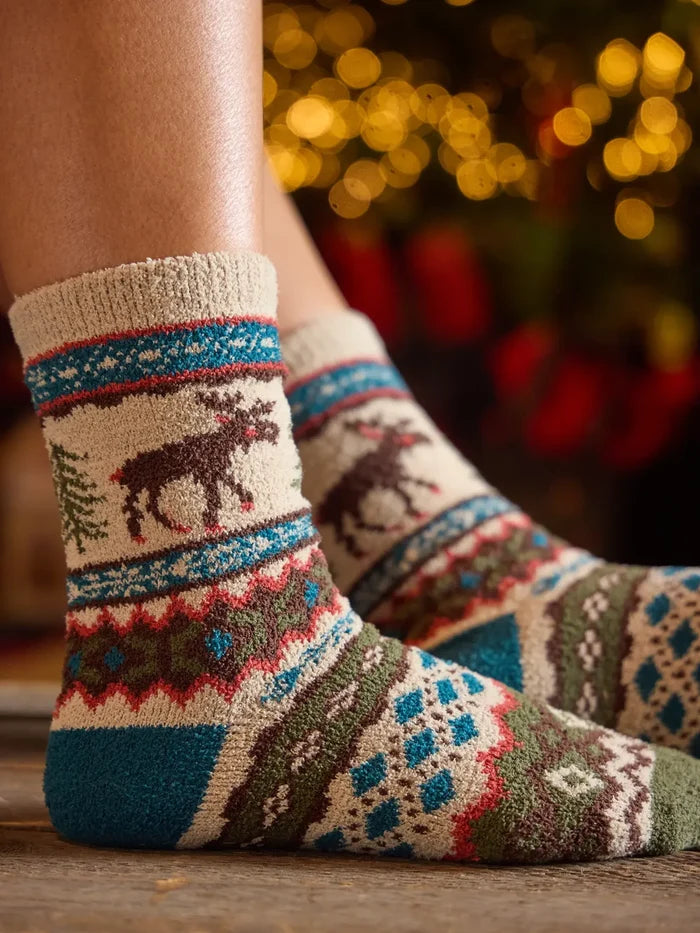 My Coziest Socks - Evergreen Moose-view 2