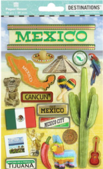 Paper House 3D Dimensional Mexico Stickers - SCRAPBOOKFARE