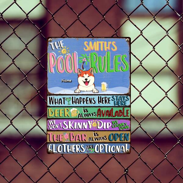 Pawzity Metal Pool Signs, Gifts For Pet Lovers, We Don't Skinny Dip We Chunky Dunk The Bar Is Always Open Pool Rules Sign