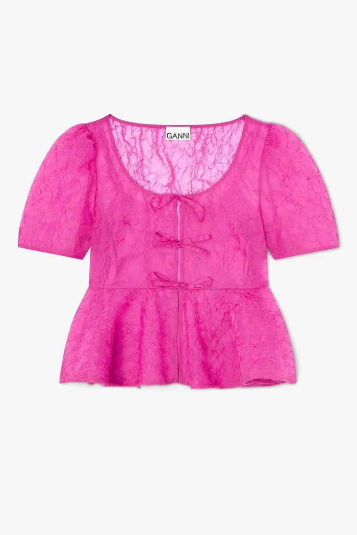Peplum Blouse in Shibori Organza Shirts & Tops Ganni