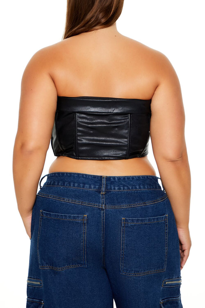 Plus Size Faux Leather Tube Top