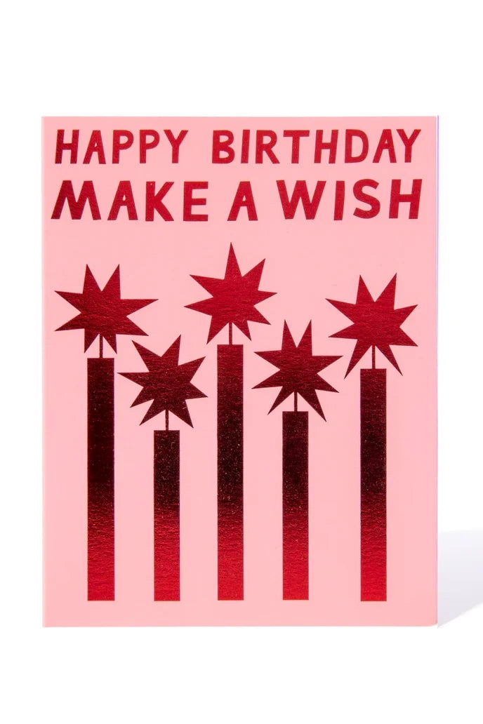 Red Foil Happy Birthday Make a Wish Note Card Apothecary Banquet Atelier & Workshop