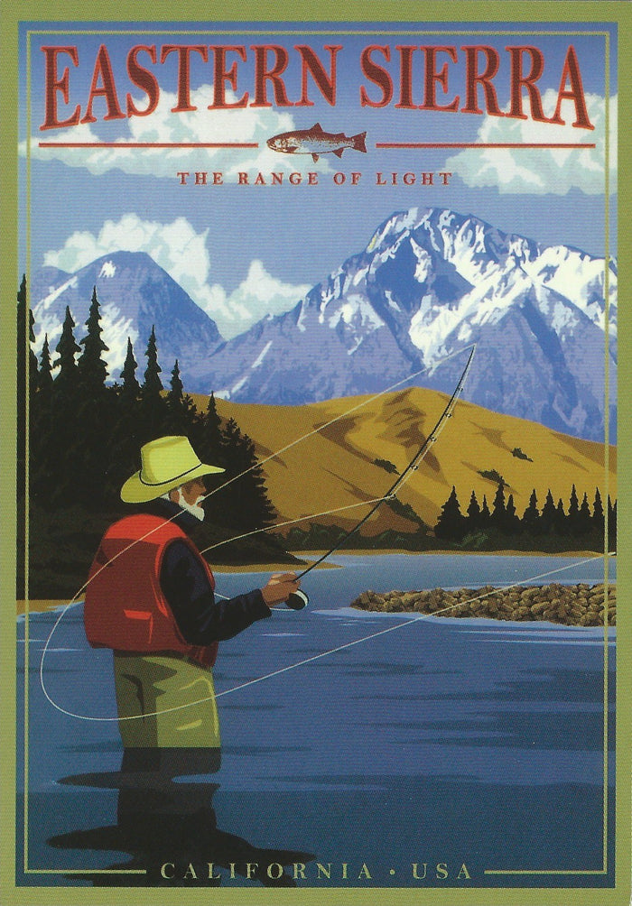 Retro Eastern Sierra Fishing Postcard-QTY=50