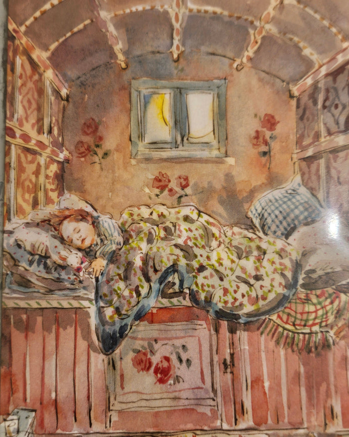 Sleeping Girl in Cosy Caravan Bed - Claire Fletcher
