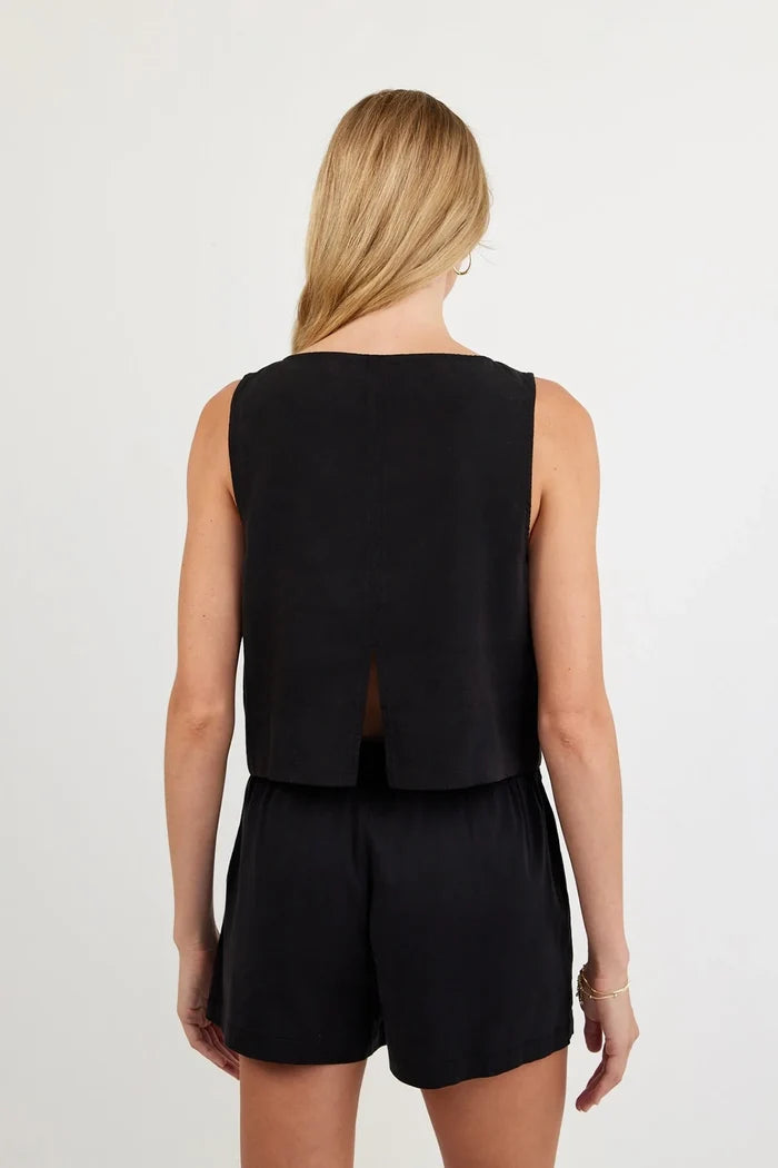 Sleeveless Boat Neck Split Back Tops Bella Dahl