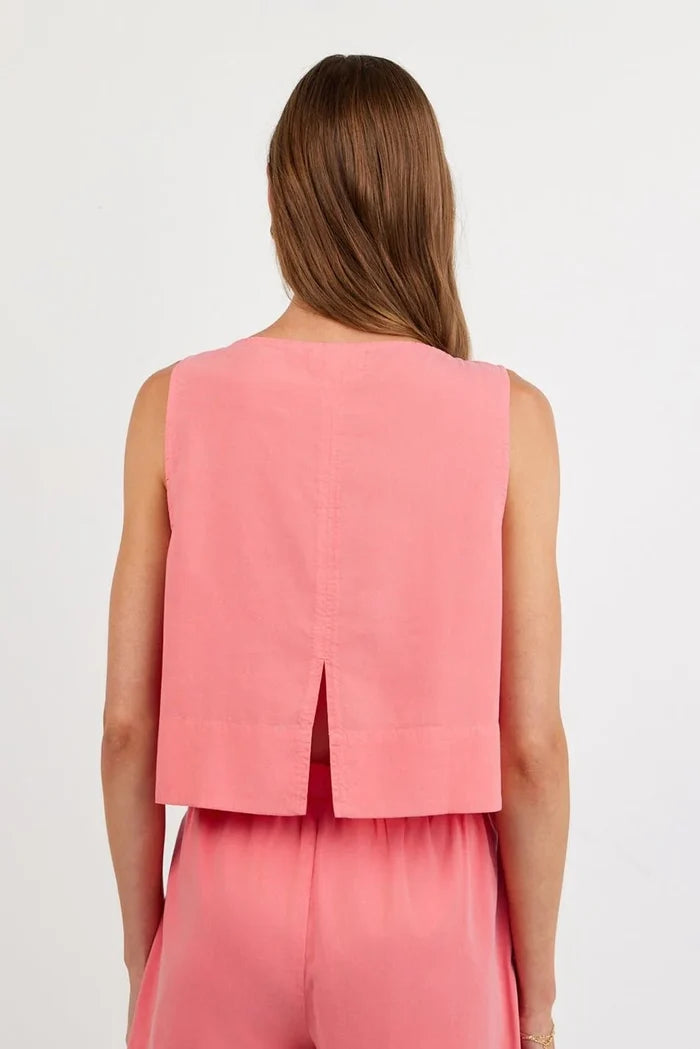 Sleeveless Boat Neck Split Back Tops Bella Dahl
