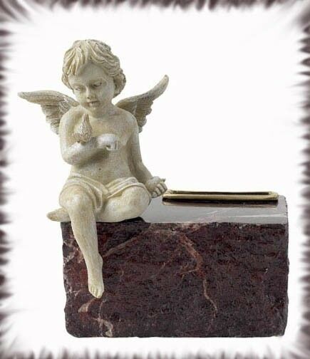 Solid Ruby Marble,Child/Infant/Pet Size Funeral Cremation Urn Keepsake w. Angel