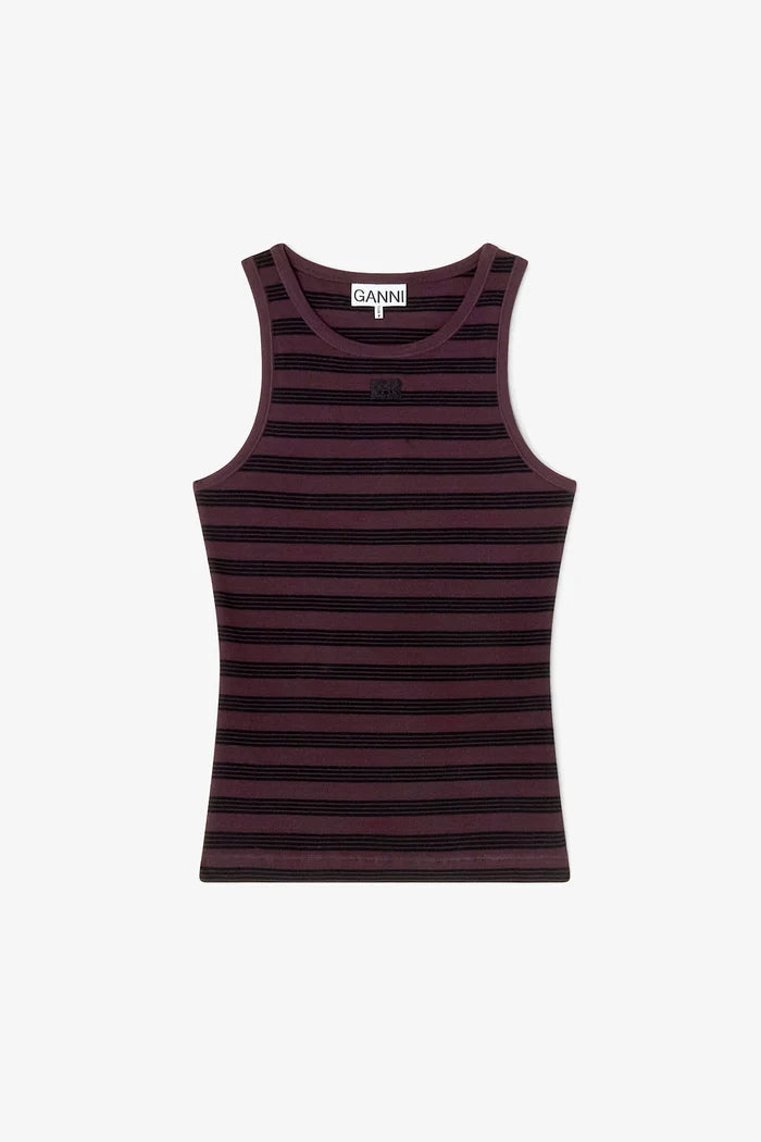 Stripe Rib Tank Top T-Shirts Ganni