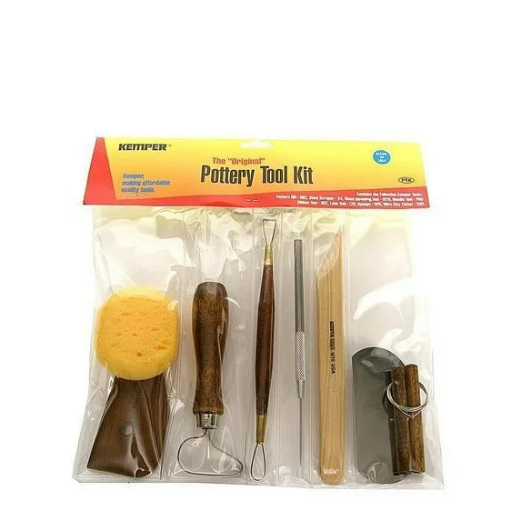 Kemper Original Pottery Tool Kit in its clear retail bag with header card, tools in separate pockets