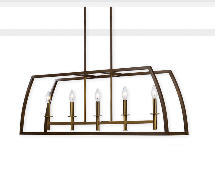 Island Chandelier TransGlobe 11305 Antique Gold Open Cage 5 Light Island Pendant TransGlobe
