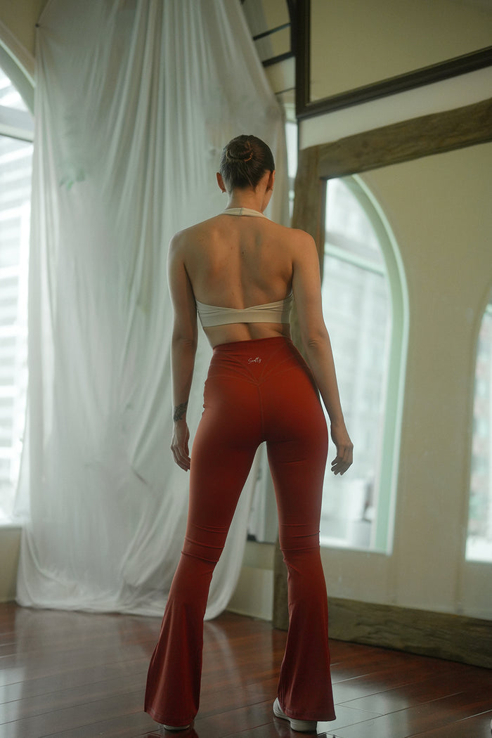 V-cut Flare Tights | Dunhuang Red