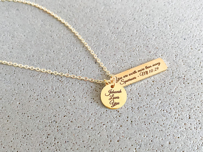 You are Worth More Than Many Sparrows - Jehovah Loves You Gold Necklace - GINGERS