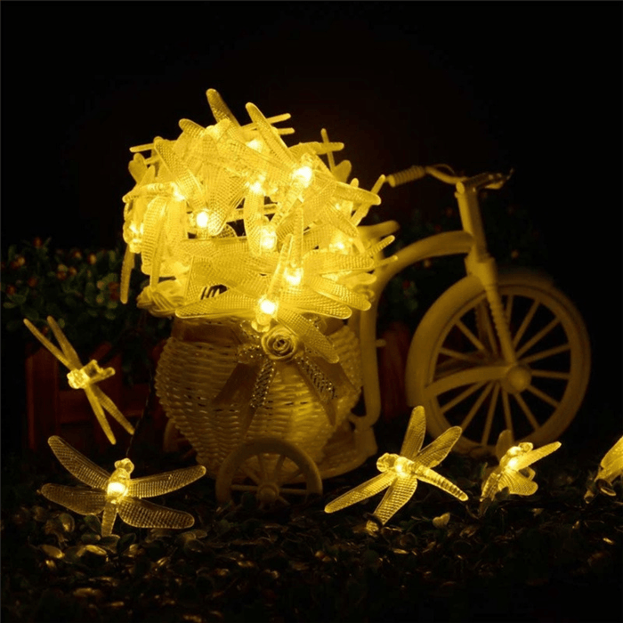 Gadget Gerbil 20ft Solar Powered Dragonfly String Lights (30 Lights)