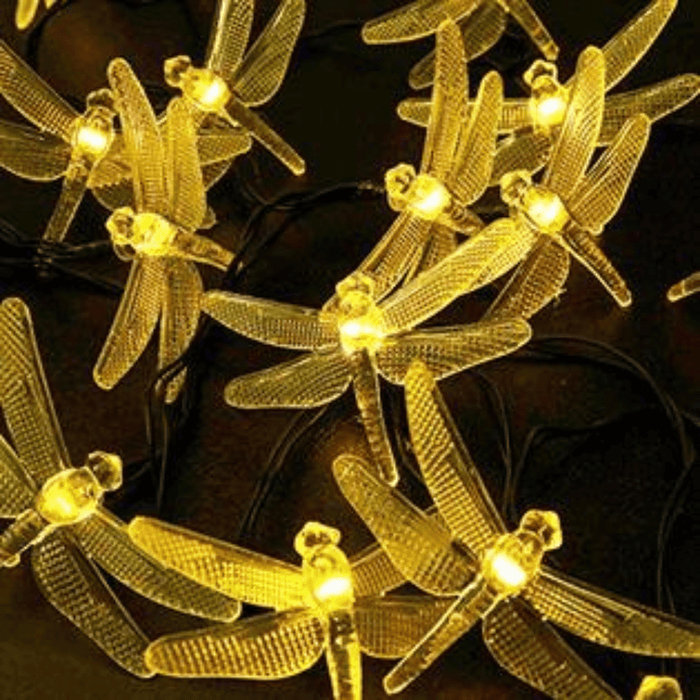 Gadget Gerbil 20ft Solar Powered Dragonfly String Lights (30 Lights)
