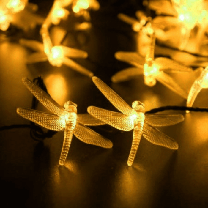 Gadget Gerbil 20ft Solar Powered Dragonfly String Lights (30 Lights)