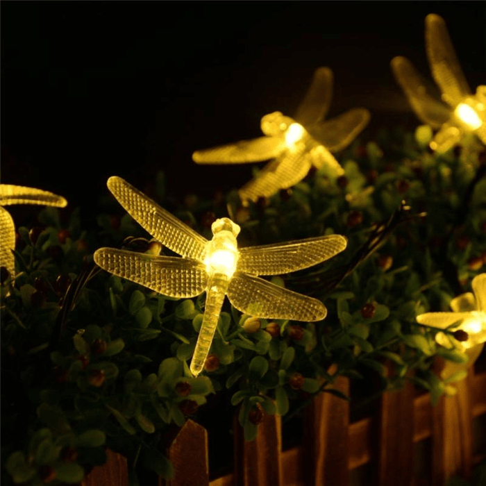 Gadget Gerbil 20ft Solar Powered Dragonfly String Lights (30 Lights)
