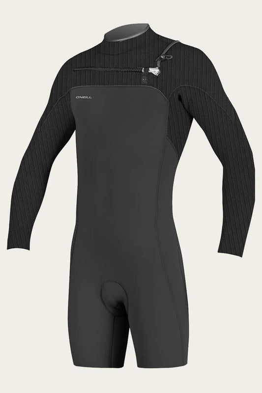 O'Neill Hyperfreak 2mm L/S Spring wetsuit, black men’s chest zip shorty size S