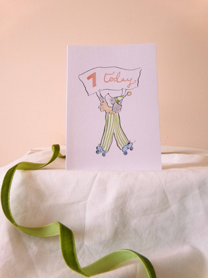 7th Birthday Rollerblading Dog Card – Happy 7th Birthday Greeting Card - La La Lu