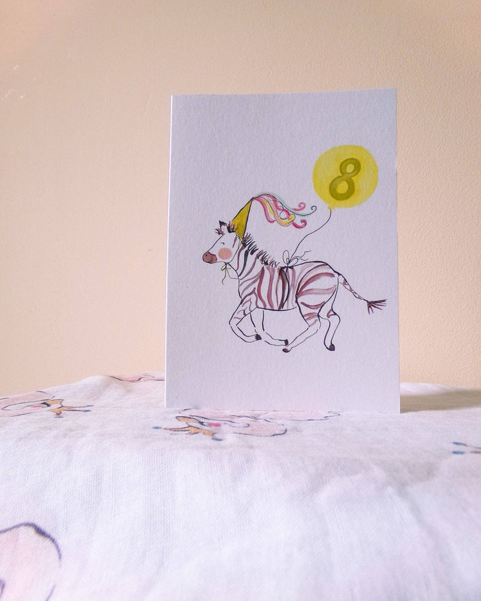 8th Birthday Zebra Card – Happy 8th Birthday Greeting Card - La La Lu