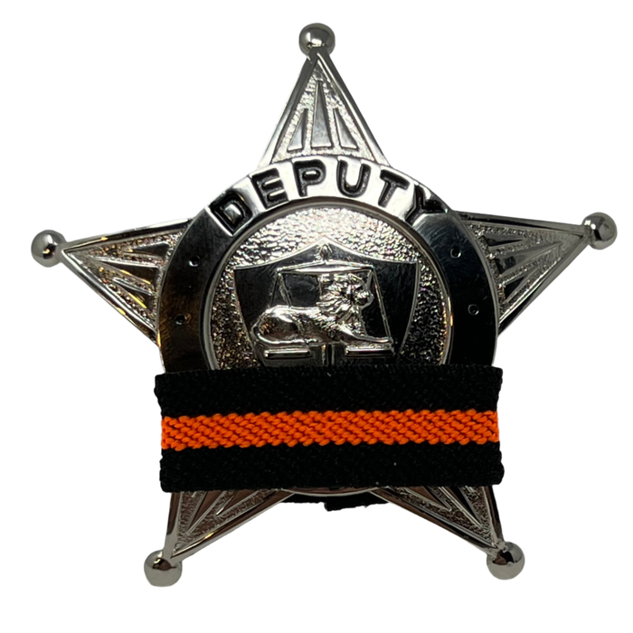 Badgeart Stop Gun Violence Mourning Band on Deputy Sheriffs badge