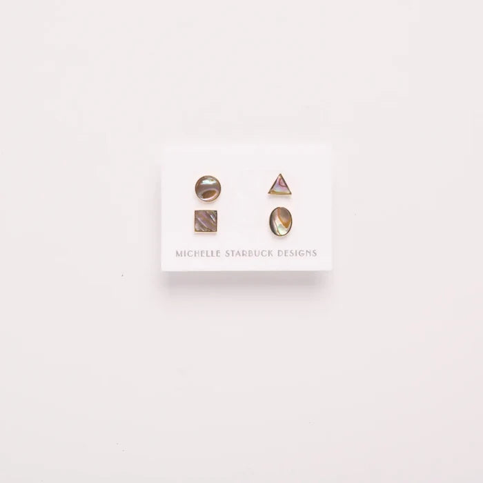 Abalone Mismatched Shapes Stud Earrings