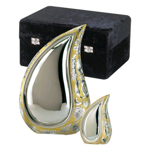 Adult Size, Tear Drop Shaped Solid Brass Funeral Cremation Urn, 170 Cubic Inches