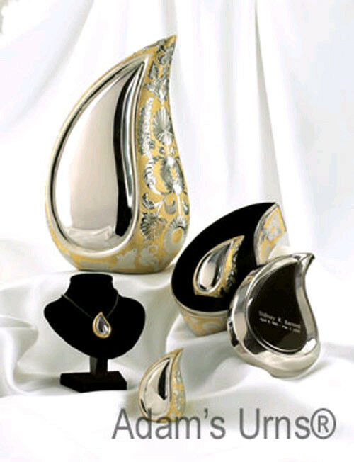 Adult Size, Tear Drop Shaped Solid Brass Funeral Cremation Urn, 170 Cubic Inches