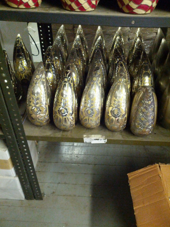 Adult Size, Tear Drop Shaped Solid Brass Funeral Cremation Urn, 170 Cubic Inches