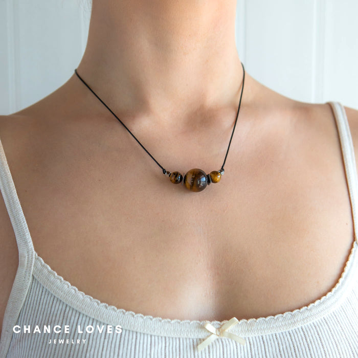 Agate Stone Necklace | Green | Black | Brown