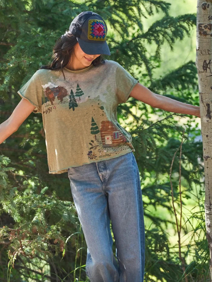 Aiden Cotton Icon Tee - Dark Olive Bear-view 1