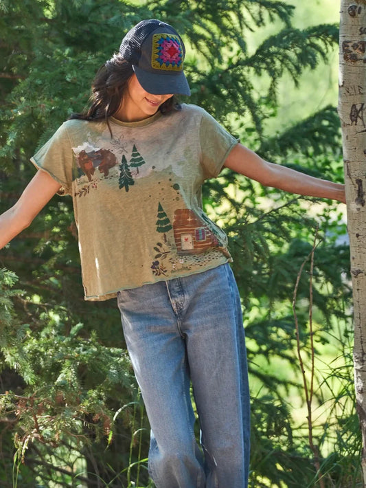 Aiden Cotton Icon Tee - Dark Olive Bear-view 1