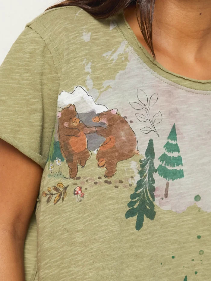 Aiden Cotton Icon Tee - Dark Olive Bear-view 3