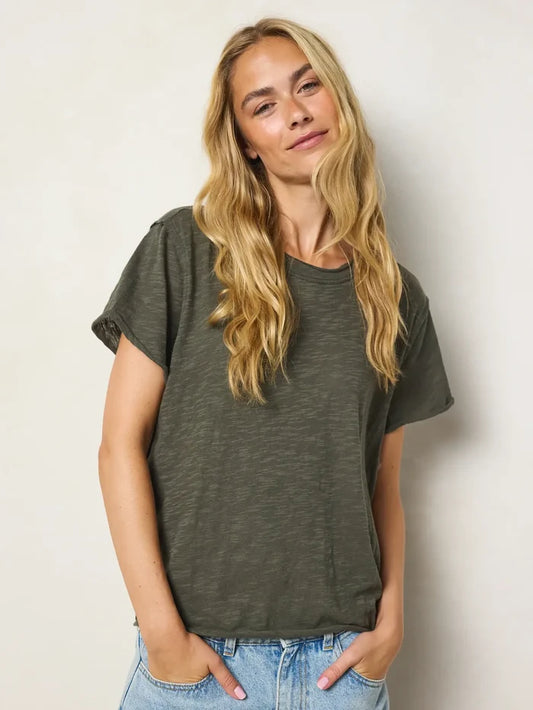 Aiden Cotton Tee - Charcoal-view 1