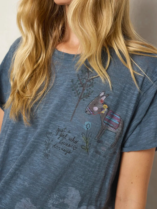 Aiden Cotton Tee - Indigo Donkey-view 1