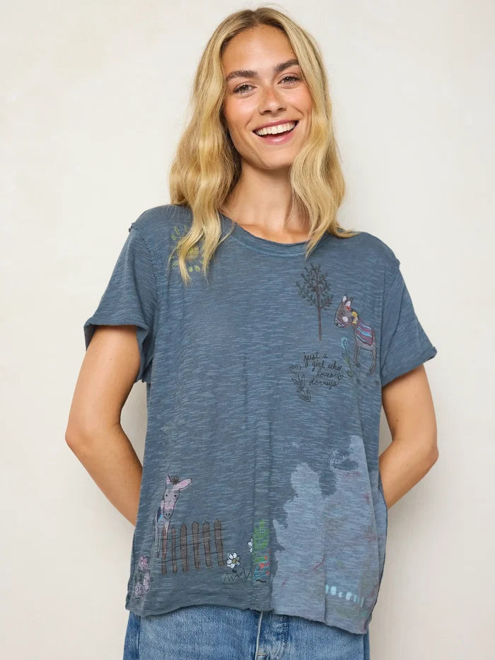 Aiden Cotton Tee - Indigo Donkey-view 2