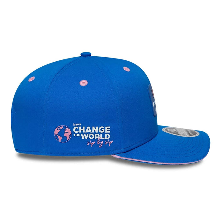 Pictured is this Alpine Racing Team 9SEVENTY Stretch Snap Adjustable cap in blue. 4
